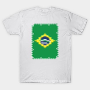 Flag of Brazil - Post Stamp - Pixels T-Shirt